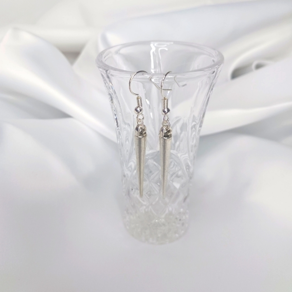 Medium Silver Spike Earrings.